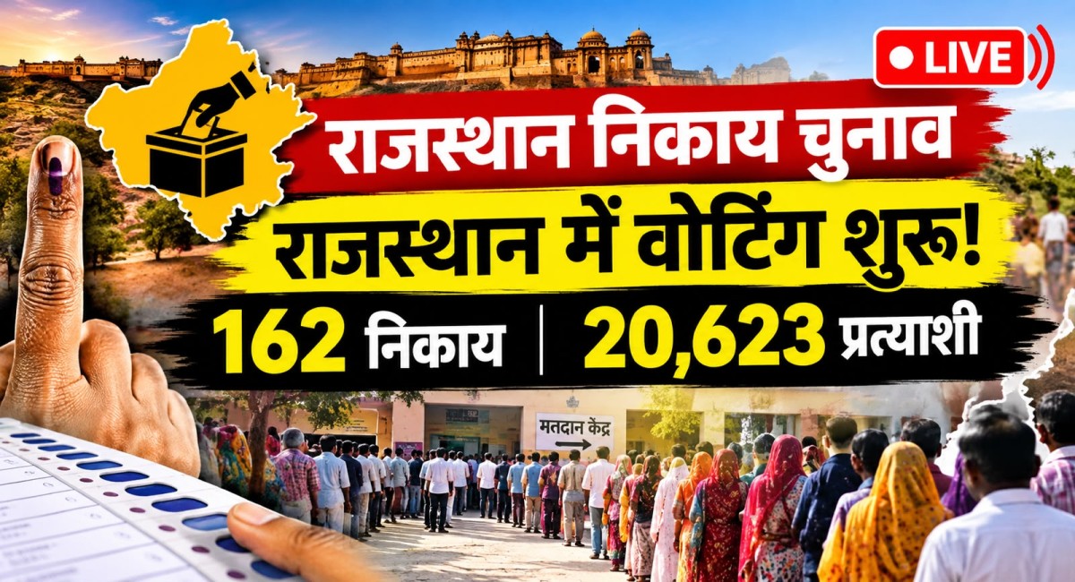 राजस्थान निकाय चुनाव LIVE: 162 निकायों में वोटिंग शुरू, कई बूथों पर सुबह से लंबी कतारें