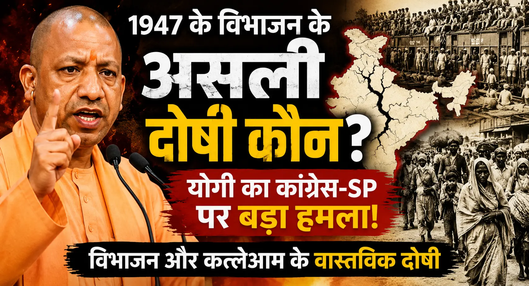 कांग्रेस-सपा के लोग ही 1947 के विभाजन और कत्लेआम के असली दोषी- योगी आदित्यनाथ