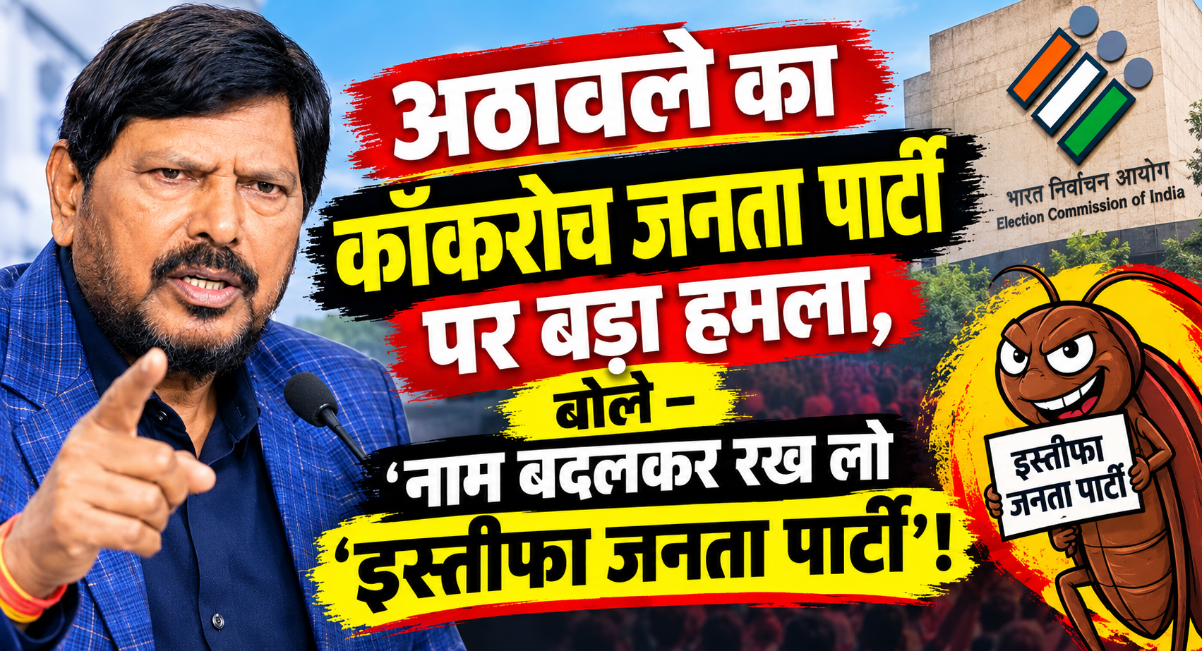 कॉकरोच जनता पार्टी पर बरसे रामदास अठावले, कहा- नाम बदलकर रख लो ‘इस्तीफा जनता पार्टी’