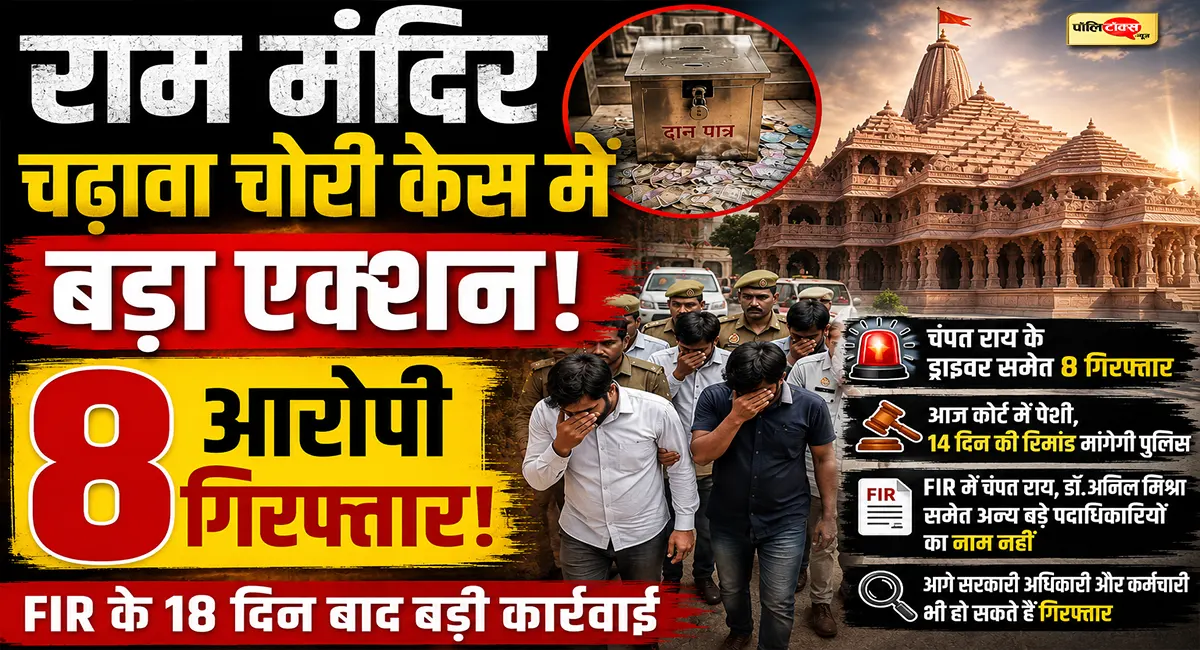 राम मंदिर चढ़ावा चोरी मामले में 8 आरोपी गिरफ्तार, FIR में चंपत राय का नाम नहीं, पढ़े पूरी खबर